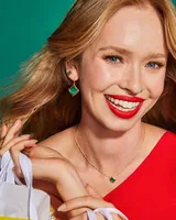 Kacey Gold Stud Earrings in Emerald Cat's Eye