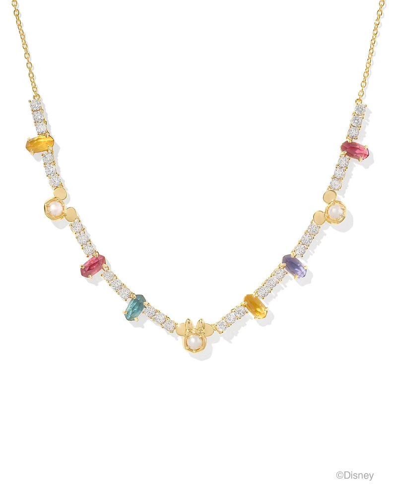 Disney | Kendra Scott Gold Mickey Mouse and Minnie Tennis Necklace White CZ