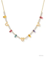 Disney | Kendra Scott Gold Mickey Mouse and Minnie Tennis Necklace White CZ