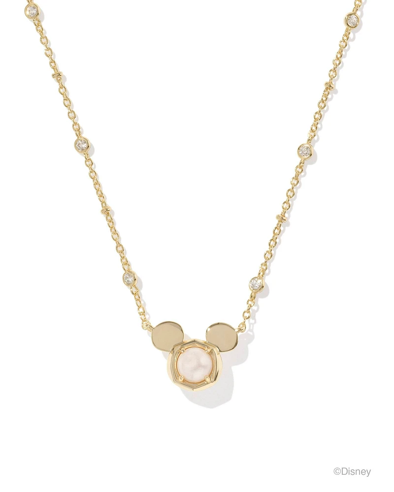 Disney | Kendra Scott Gold Mickey Mouse Short Pendant Necklace Bright Red Drusy