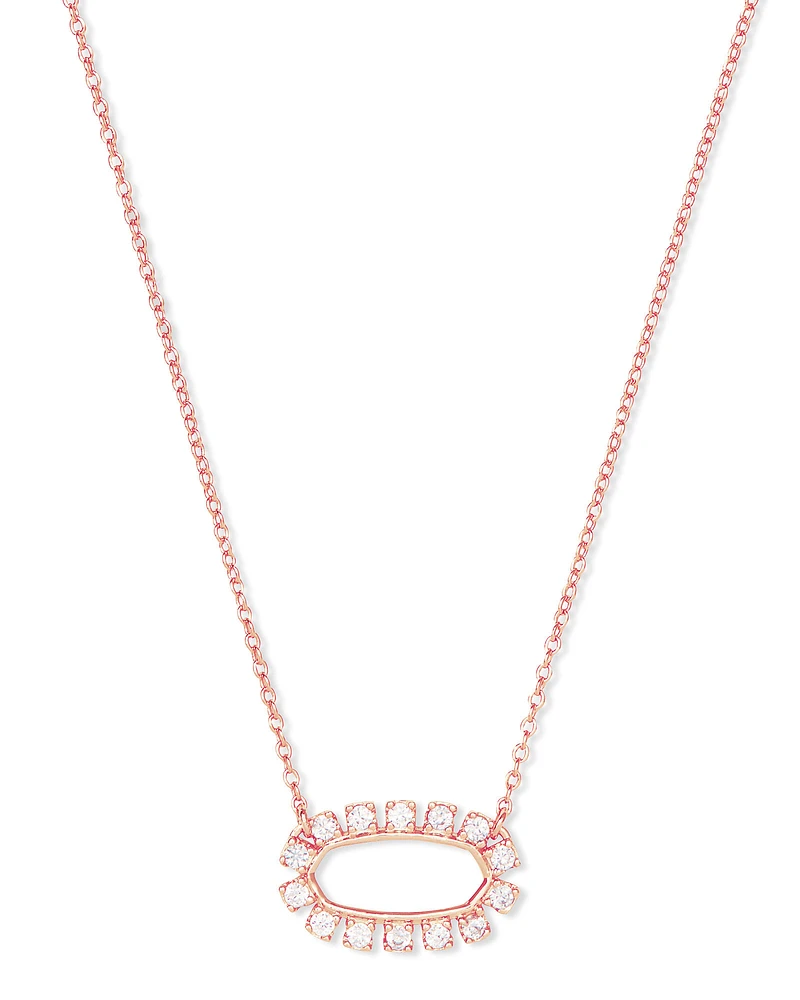 Elisa Open Frame Crystal Pendant in Rose Gold