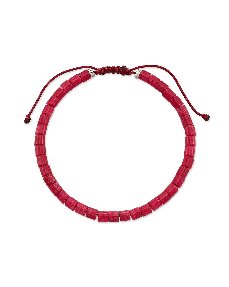 Grey Oxidized Sterling Silver Beaded Bracelet Maroon Jade