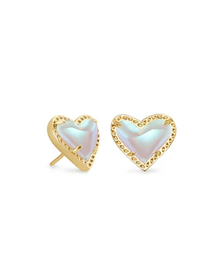 Ari Heart Gold Stud Earrings Ivory Mother-of-Pearl