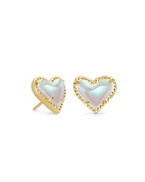 Ari Heart Gold Stud Earrings Ivory Mother-of-Pearl