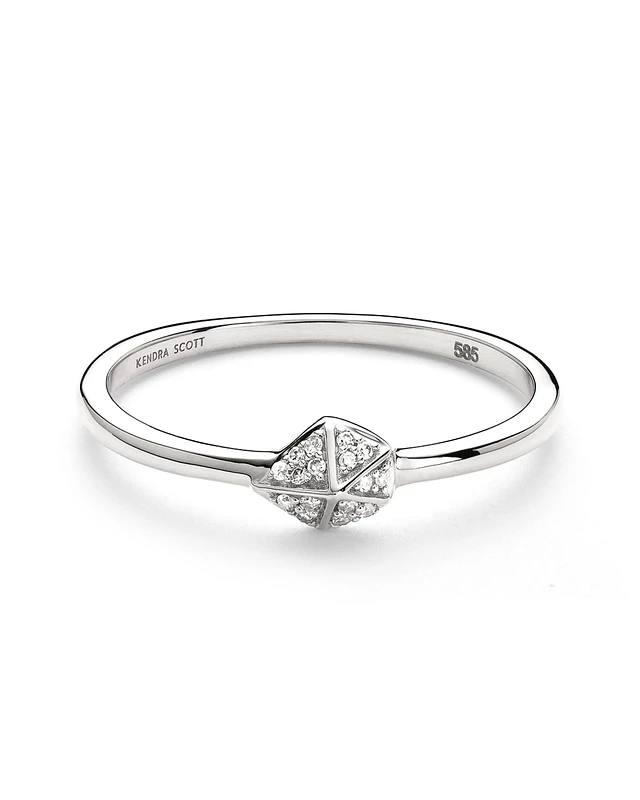 Kendra Scott Fazia 14k Rose Gold Ring White Diamond Liberty