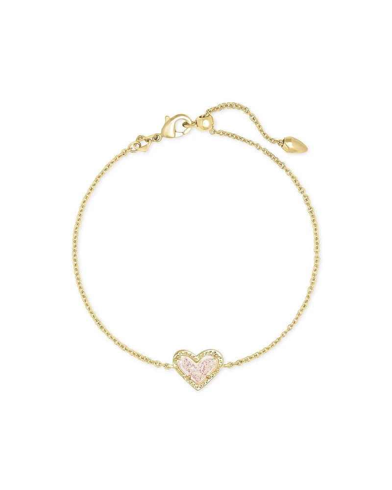 Ari Heart Gold Delicate Chain Bracelet Ivory Mother-of-Pearl