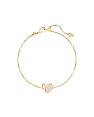 Ari Heart Gold Delicate Chain Bracelet Ivory Mother-of-Pearl