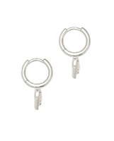 Ari Heart Silver Huggie Earrings Ivory Mother-of-Pearl