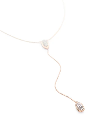 0.4 ct Jubiee 14k Rose Gold Y Necklace in White Diamond
