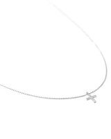 Cross 14k White Gold Pendant Necklace Diamonds