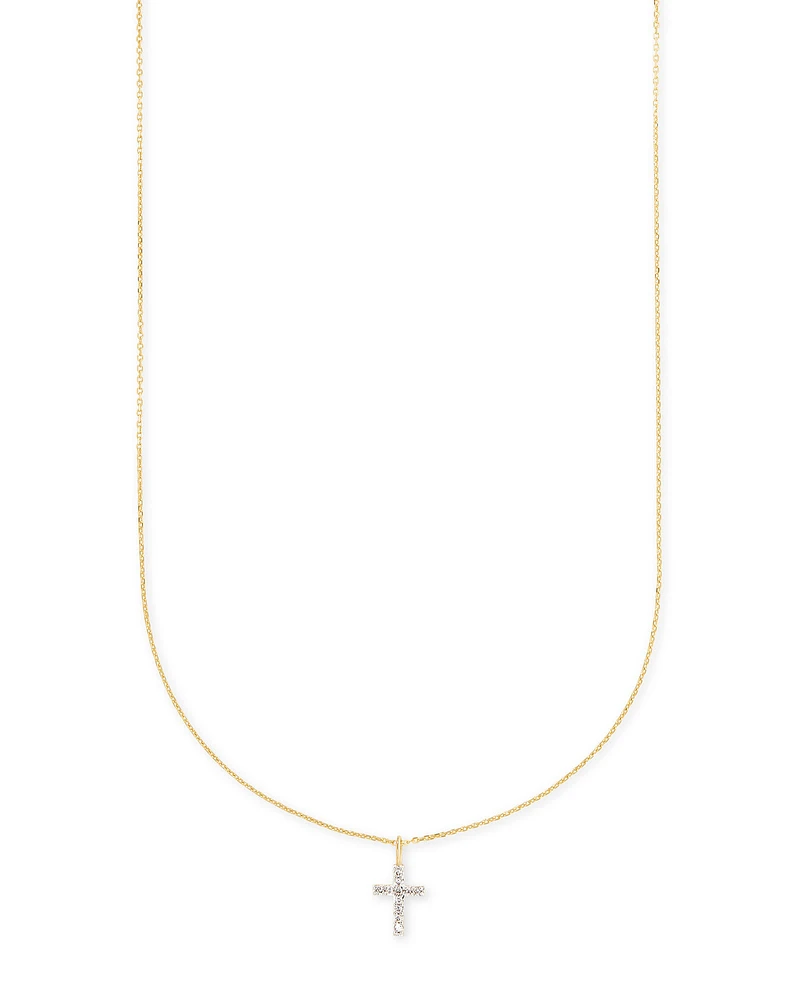 Cross 14k White Gold Pendant Necklace Diamonds