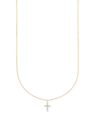 Cross 14k White Gold Pendant Necklace Diamonds