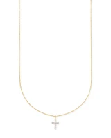 Cross 14k White Gold Pendant Necklace Diamonds