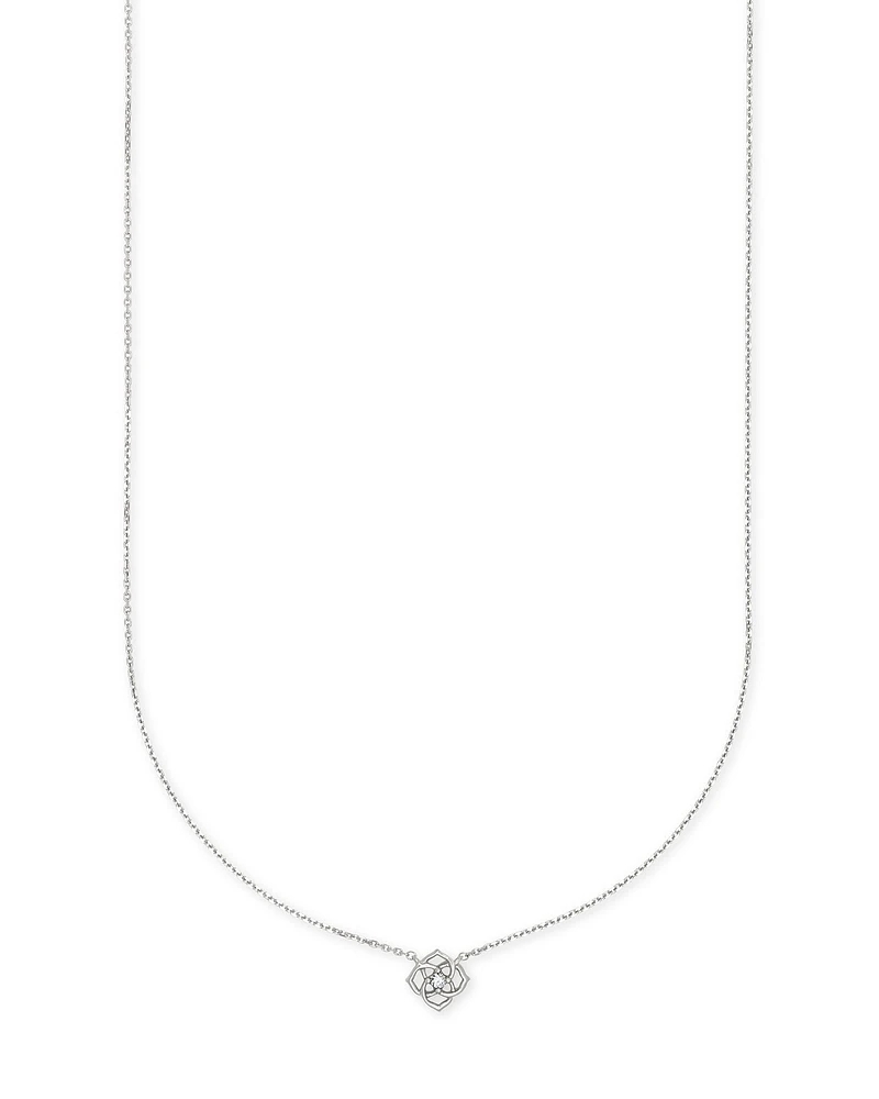 Fleur 14k White Gold Pendant Necklace in White Diamond