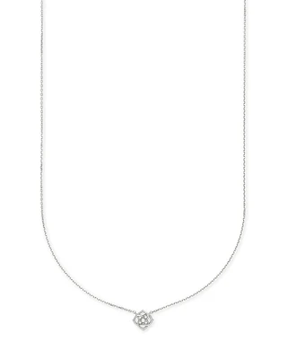 Fleur 14k White Gold Pendant Necklace in White Diamond