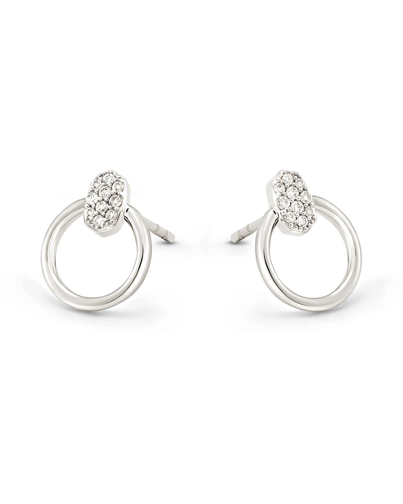 Tegan 14k White Gold Stud Earrings in White Diamond
