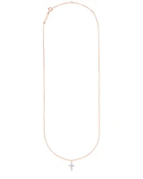 Cross 14k Rose Gold Pendant Necklace in White Diamond
