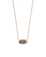 Elisa Rose Gold Pendant Necklace in Platinum Window Drusy