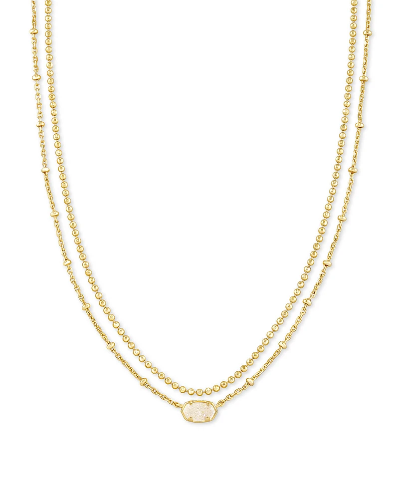 Emilie Gold Multi Strand Necklace Rose Mother Of Pearl