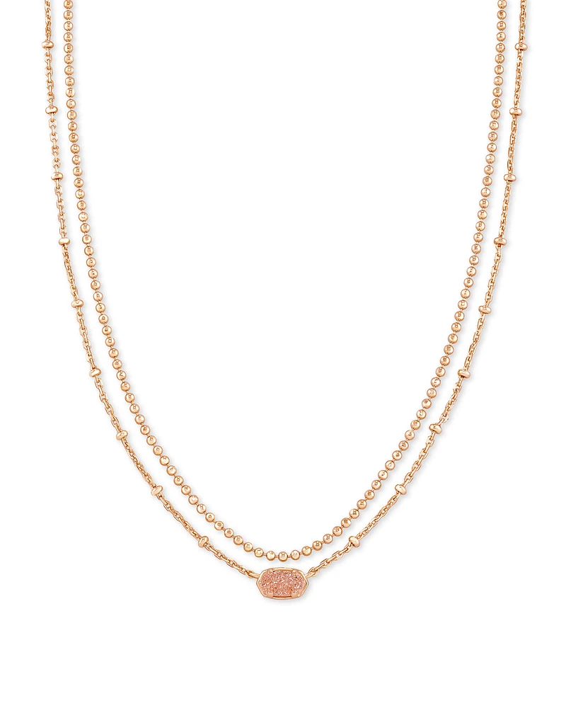 Emilie Gold Multi Strand Necklace Rose Mother Of Pearl