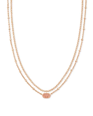 Emilie Gold Multi Strand Necklace Rose Mother Of Pearl