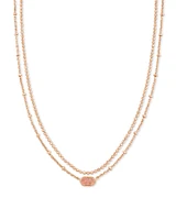 Emilie Gold Multi Strand Necklace Rose Mother Of Pearl