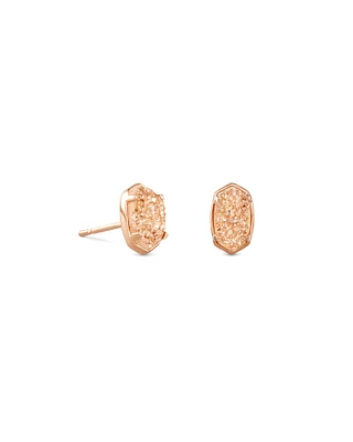 Emilie Gold Stud Earrings Iridescent Drusy