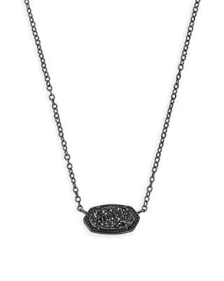 Elisa Pendant Necklace in Black Drusy