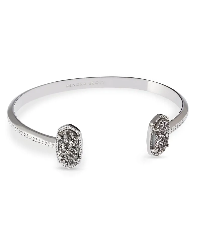 Elton Silver Cuff Bracelet Platinum Drusy