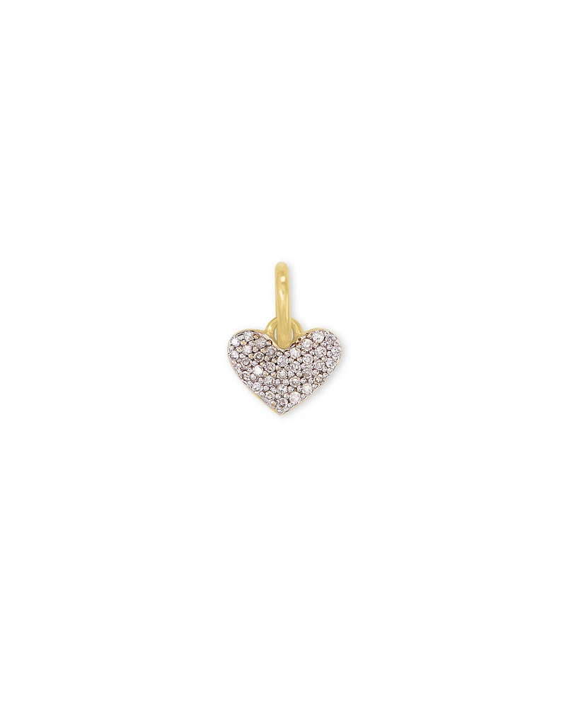 Ari Heart Sterling Silver Pave Charm White Diamond