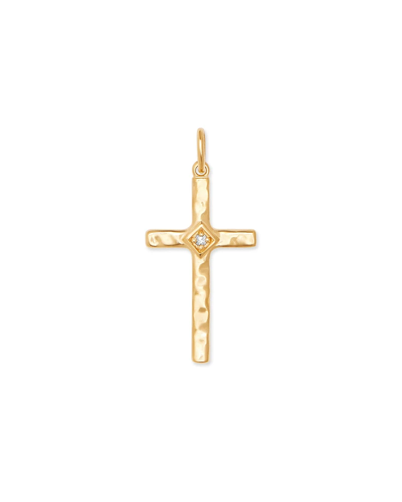 Accented Cross 18k Gold Vermeil Charm in White Sapphire