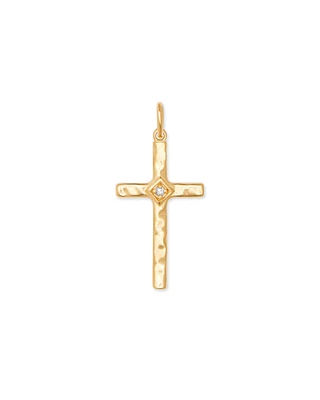 Accented Cross 18k Gold Vermeil Charm in White Sapphire