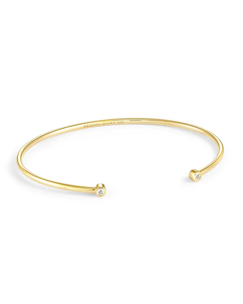 Audrey 14k Yellow Gold Cuff Bracelet in White Diamond