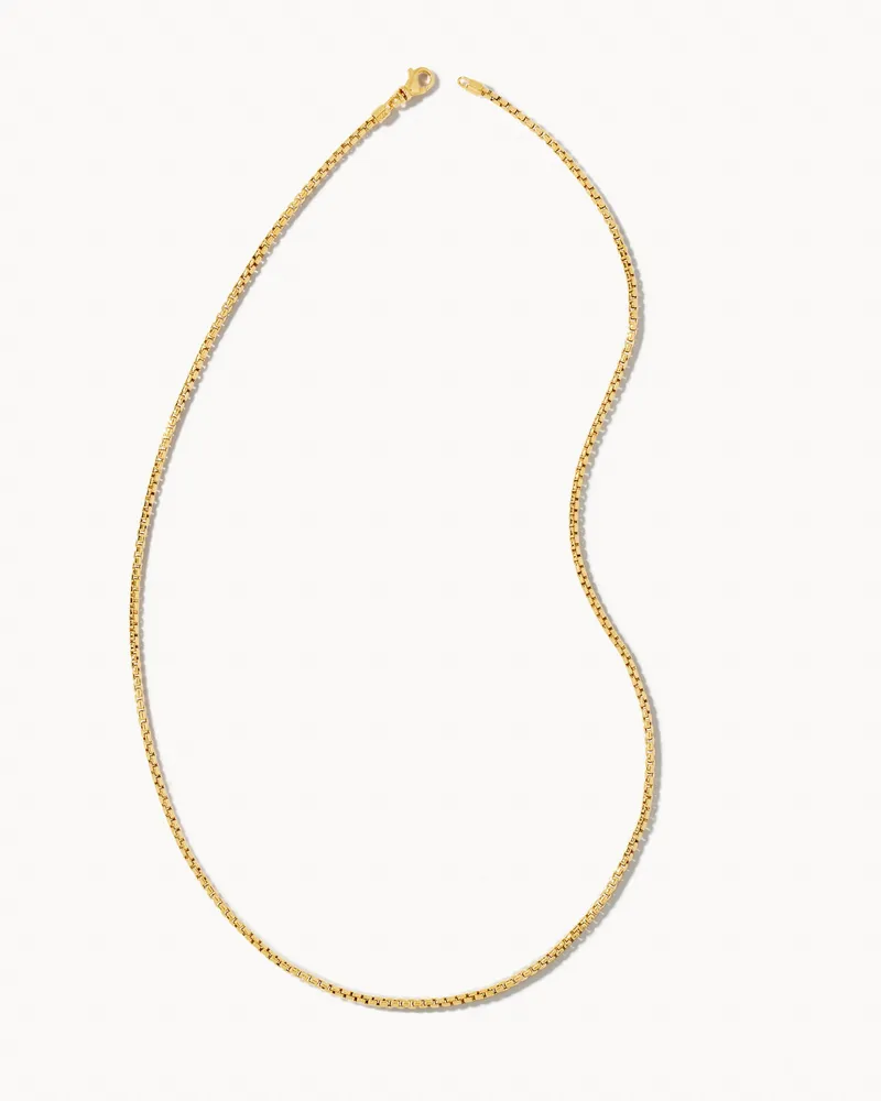 Beck 24" Thin Round Box Chain Necklace 18k Oxidized Gold Vermeil