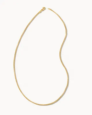 Beck 24" Thin Round Box Chain Necklace 18k Oxidized Gold Vermeil
