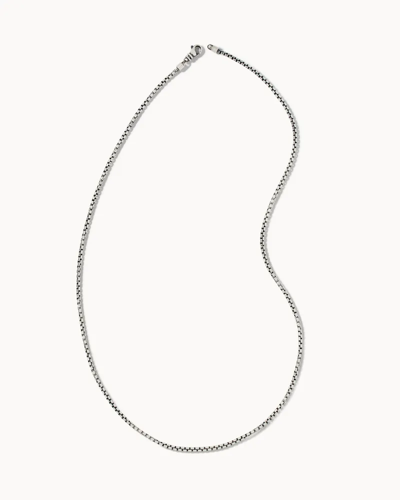 Beck 24" Thin Round Box Chain Necklace 18k Oxidized Gold Vermeil