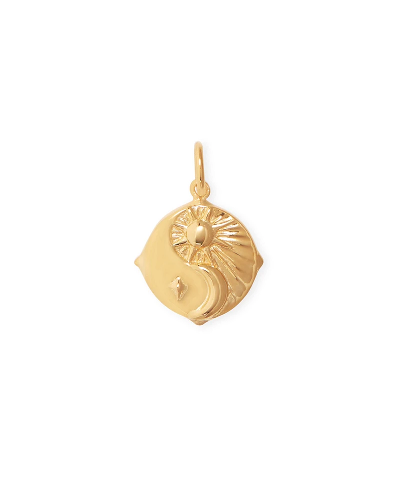 Sun & Moon Charm Oxidized Sterling Silver