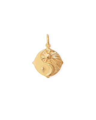 Sun & Moon Charm Oxidized Sterling Silver