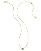 Ashrafa Gold Eye Short Pendant Necklace in Green Crystal Mix