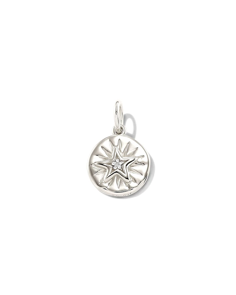 Shooting Star 18k Yellow Gold Vermeil Charm in White Sapphire