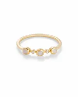 Davie 18k Gold Vermeil Band Ring Rainbow Moonstone