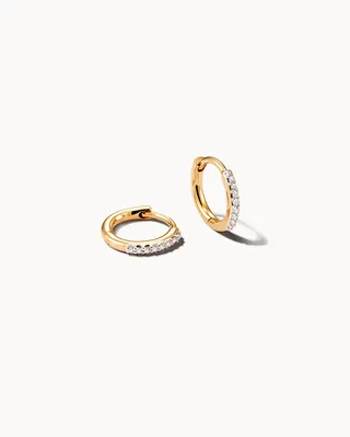 Mila 14k Yellow Gold Huggie Earrings White Diamond