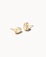 Nellie 14k Yellow Gold Stud Earrings in White Opal