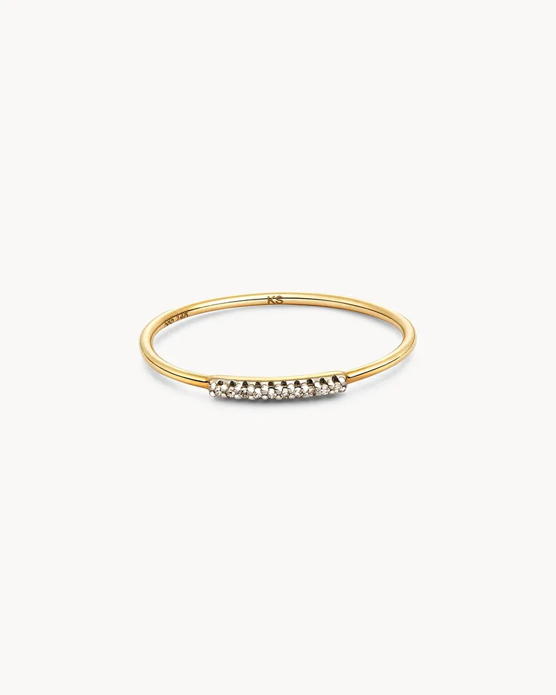 Mila 14k Yellow Gold Band Ring White Diamond