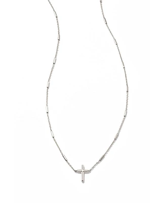 Delicate Cross Pendant Necklace 14k Yellow Gold