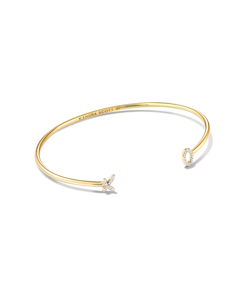 XO 14k Yellow Gold Cuff Bracelet in White Diamond