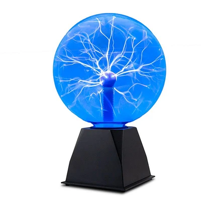 Blue Plasma Ball Touch and Sound Sensitive Globe 8 Inch