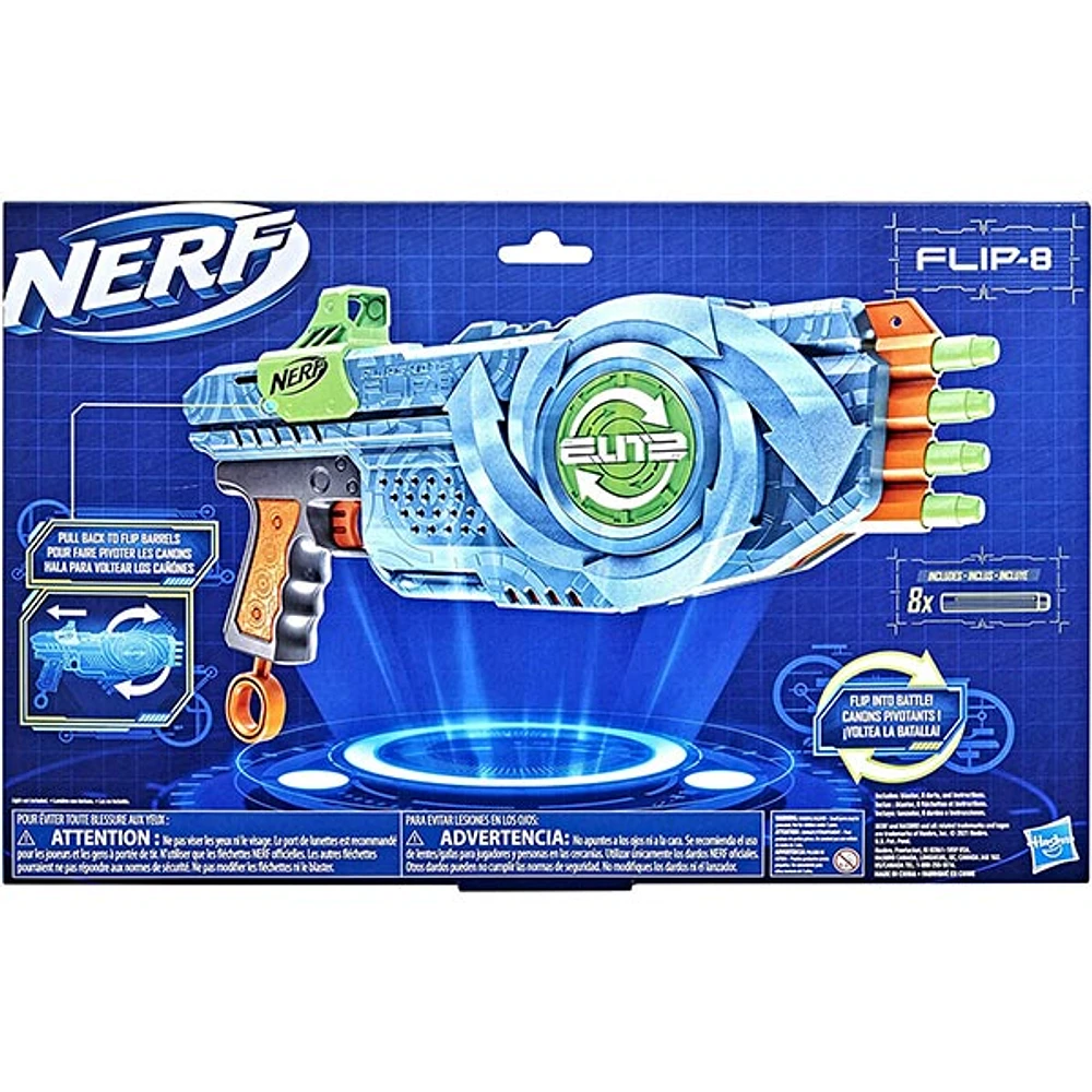 NERF Elite 2.0 Flipshots Flip 8 Blaster Rotating Dart Barrels 8 Dart Capacity 8 Elite Darts