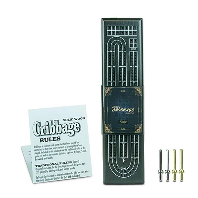 Cribbage Board Solid Black Wood
