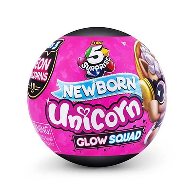 Zuru 5 Surprise Newborn Unicorn Glow Squad Series 6 Mystery Capsule Assorted (Random Pick)